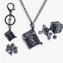 Metal Dice - Mini Dice Set - D6 Necklace/Keychain - Silver
